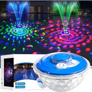 Upgraded Pool Fountain, Floating Pool Fountain with Lights, Above Ground Pool Water Fountains with Anchor, Swimming Pool Fountains for Inground Pool-1PC