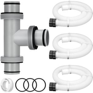 Frienda 1.5" to 1.5" T Joint Pool Hose Connector with 3 Pcs 1.5" Diameter Pump Replacement Hose 59" Long, Pool Hose Adapter and Replacement Accessories Fitting for Filter Pump(Clear White)