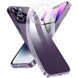 Supdeal Crystal Clear Case for iPhone 14 Pro Max, [Not Yellowing] [Camera Protection] [Military Grade Drop Tested] Transparent Shockproof Protective Soft Silicone Slim Cover, 6.7 inch, Transparent