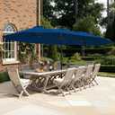 SUPERJARE 15FT Outdoor Patio Umbrella with Base Included, Double Sided Pool Umbrellas with Fade Resistant Canopy, Extra-Large Table Umbrella for Deck, Market, Backyard, Navy Blue
