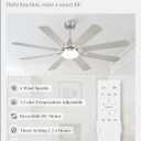 Fanbulous 62 Inch Ceiling Fans with Lights,Nickel Modern Ceiling Fan with Remote Large Farmhouse Indoor & Outdoor Ceiling Fan with 8 Dual Finish Blades, Quiet DC Motor, Bright LED Light