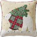 Hallmark - Decorative Throw Pillow for Couch or Bed, Holiday Home Dcor, 18" x 18", (Polar Bear, Beige)