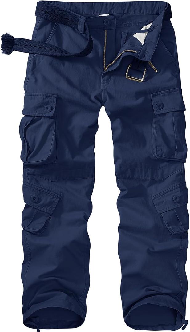Men's BDU Casual Military Pants, Tactical Wild Army Combat ACU Rip Stop Camo Cargo Work Pants Trousers with 8 Pockets (42, Navy Blue)