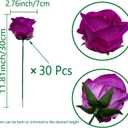 FagusHome 30 Pcs Silk Rose Artificial Flowers Roses Bulk Bouquet Fake Flowers Rose Heads with Stems for Home Wedding Decor (Purple)