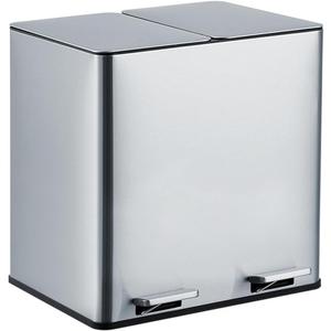 PeakPursuit Dual Trash Can with Lid, 2 X11 Gallon Large Trash Can, Step Pedal Garbage, Removable Inner Buckets, Stainless Steel Trash Can for Bathroom, Kitchen, Office