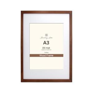 Boarding A3 Solid Wood Picture Frame with Mat 21.0x29.7cm A4 Photo without Mat, Natural American Walnut Wooden Frame for Wall Art Photo and Prints with Tempered Glass, 1 Pc (Walnut, A3)