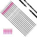 TIGER ARCHERY 30Inch Carbon Arrow Practice Hunting Arrows with Removable Tips for Compound & Recurve Bow(Pack of 12)