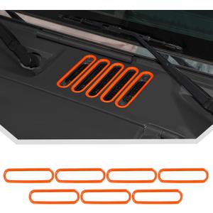 JeCar Orange Exterior Hood Vent Cover Panel Vent Trim Fit for 2007-2018 Jeep Wrangler JK JKU 2/4-Door Accessories
