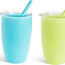 Munchkin Simple Clean Toddler Sippy Cup Tumbler with Easy Clean Straw, 10 Ounce, 2 Pack, Blue/Green