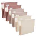 Y YOMA 5 Pack Extra Capacity Hanging File Folders Letter Size Accordion Decorative File Folder Cute Colored Hanging Folder Organizer for Office Home with 1/5-Cut Adjustable Tabs, Mocha Color