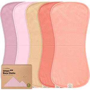 KeaBabies 5-Pack Organic Burp Cloths Baby Girl,Boy - Extra Large,Absorbent Baby Burp Cloths,Soft Burping Cloths for Babies,Newborn Burp Clothes,Cotton Burp Rags,Thick Burp Cloth (Muted Pastel/Quin)
