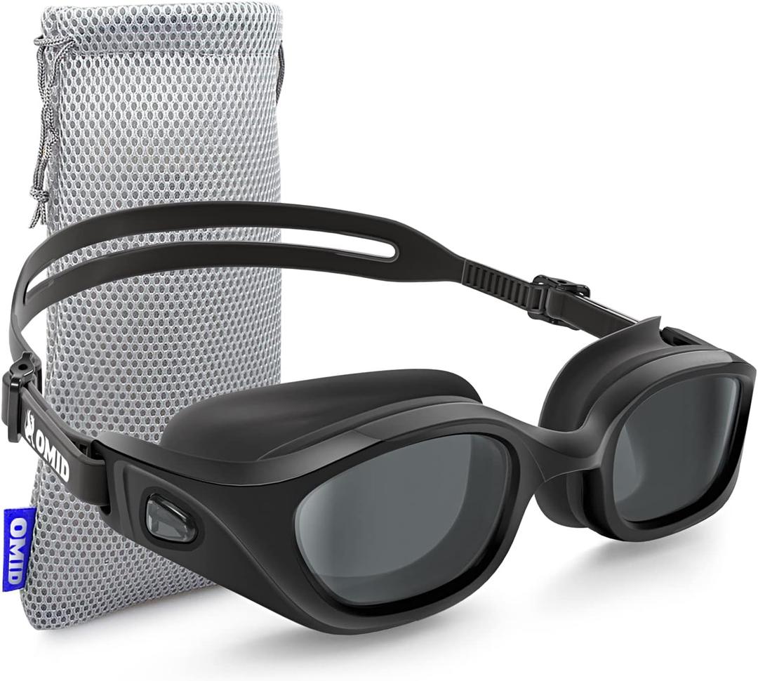 OMID Swim Goggles, P3 Anti-Fog Swimming Goggles for Men Women Anti-UV Goggles (A0-allblack-smoke)