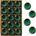 Green Velvet Balls Ornaments for Christmas Tree 15 PCS, 3.15 Inch Big Shatterproof Christmas Bulbs Ornaments Set-Decorative Hanging Baubles, Flocked Classic Decorations for Holiday(Emerald Green)