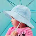 Zando Seersucker Baby Sun Hat Toddler UPF 50+ Adjustable Bucket Hats for Boys Girls Beach Hat Breathable Summer Cap Wide Brim (Blue, S)