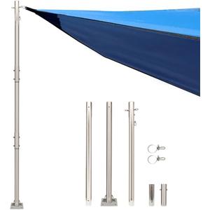 10ft Heavy Duty 304 Stainless Steel Shade sail Poles,Shade Sail Poles,Canopy Pole, Fence Post,for Garden,Yard,Patio,Playground, One Pack(2'' Diameter 304 Stainless Steel Pole)