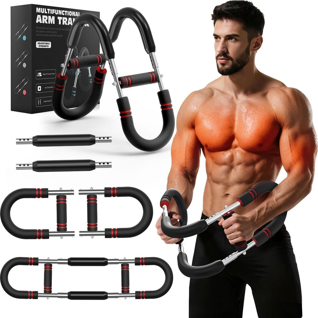 Twister Arm Trainer | Chest Workout Equipment Also for Biceps, Shoulders, Forearms, Back, Legs; Arm Chest Trainer for Men, Women, Beginners, Pros | 2 Spring Sets, 6 Resistance Levels