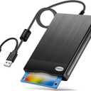 Floppy Disk Reader 3.5 inch USB Floppy Disk Drive External 3 1/2 Floppy disc Reader Portable Floppy Diskette Drive USB C for PC Laptop Notebook Computer with Windows 11/10(Plane Texture, 3.5 Inch)