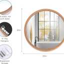 LVMU Round Oak Woodgrain Frame Wall Mirror 20 Inch Rustic Farmhouse | Decorative Brown Circle Mirrors for Bathroom Hanging Vanity Mirror Hallway Entryway Bedroom (Oak, 20"L x 20"W)