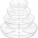 Hacaroa 24 Pack Clear Plant Saucer Drip Trays, 6/8/10/12 Inch Plastic Plant Water Catcher Trays Flower Pot Saucers for Indoor Outdoor Plants, Round, 4 Sizes