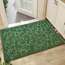 Bulijojo Sturdy Front Entrance Doormats,Durable Heavy Duty Welcome Mat,Thick Absorbent Natural Rubber Non Slip Mat,Easy Clean Entryway Mat Leaves Green, 47" x 32"
