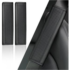 2PCS Car Seat Belt Cover Pad,Breathable Leather Seatbelt Covers for Shoulder Protection and Car Decorations,Universal Seatbelt Cushion Adding Car Seat Strap Pads Car Accessories Interior (Black)