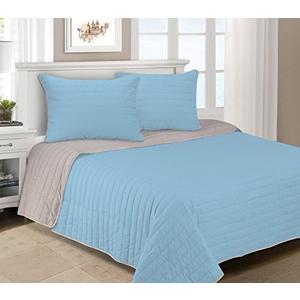 Superior 100% Cotton, Soft, Twin, Brandon Striped Quilt Set, Light Blue