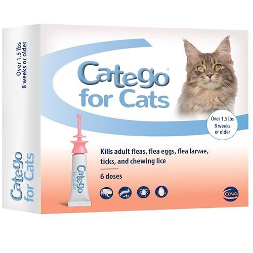 Catego for Cats Flea and Tick Treatment & Prevention (Over 1.5 lbs) 6-Month Supply, 1 Pack