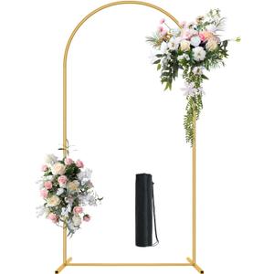 6.6FT Metal Wedding Arch Stand Gold Square Arched Backdrop Frame for Party Ceremony Birthday Bridal Baby Shower Garden Floral Balloon Arch Decoration