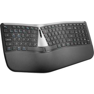 Nulea RT07B Wireless Ergonomic Keyboard - Split Keyboard, Wrist Rest, Natural Typing, Bluetooth and USB Connectivity, USB-C Rechargeable, Compatible with Windows, Mac (Silver Black)