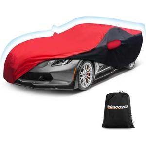 for c7 Corvette Car Cover All Weather Protection Waterproof Windproof for 2014-2019 C7 Stingray, for C7 Chevy Corvette Stingray Z51 Z06(Black&Red Combo)