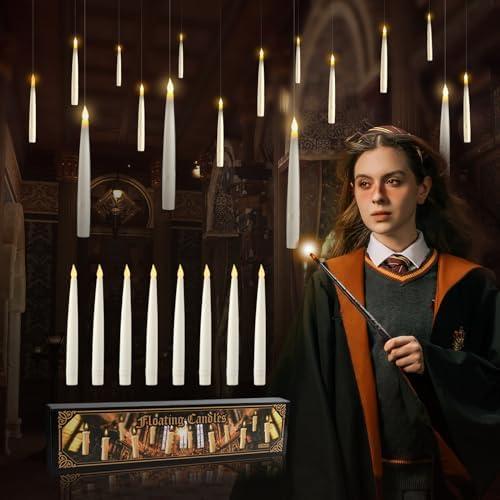 18 Pack LED Floating Candles with Wand Remote, Flickering Warm Light, No Assembly Required - Perfect for Indoor Party Decor, Room Hanging, Birthday Favors