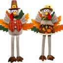 Thanksgiving Turkey Decorations Indoor, Stuffed Turkey Animal Plush Couple, Fall Harvest Home Kitchen Decor, Thanksgiving Tabletop Centerpieces Decorations for Home