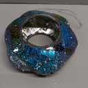 VOREEN Mosaic Glass Bird Feeder, Handcrafted Hanging Fly-Through Feeder for Outdoor Garden & Backyard, Blue Flower Mosaic Style