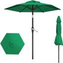 7.5FT Patio Umbrella Table Market Umbrella w/Tilt and Crank Heavy-Duty Round Outdoor Umbrellas for Garden, Deck, Backyard, Pool and Beach, Dark Green