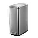 13.2 Gallon / 50L Kitchen Trash Can, Slim Stainless Steel Garbage Can with Removable Inner Bucket, Fingerprint-Proof Step Rubbish Bin with Soft-Close Lid for Narrow Space, Silver