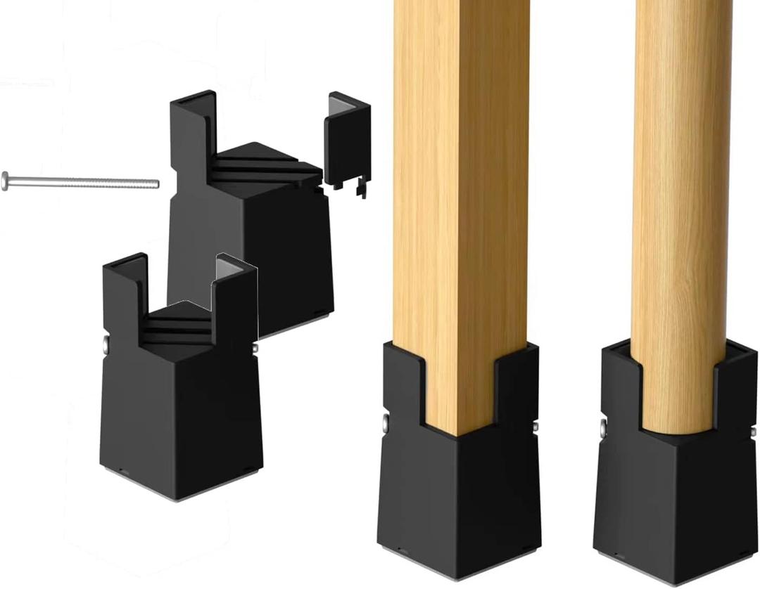 Adjustable Furniture Risers,4Pack Adjustable Bed Risers with Screw Clamp - Heavy Duty Sofa Tables Furniture Risers Fit for Square/Round Furniture Leg Diameter 0.8''-1.6'' (2Inch Black)