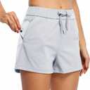 Willit Women's Shorts Hiking Athletic Shorts Yoga Lounge Active Workout Running Shorts Comfy Casual with Pockets 2.5" (Gray, XL)
