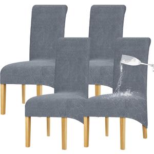 Lellen Waterproof Chair Covers Set of 4 - Stretch XL/Oversized Extra Large Dining Chairs Cover High Back Dining Room Chair Covers Oversized Chair Protect Chair Slipcovers（Dark Grey）