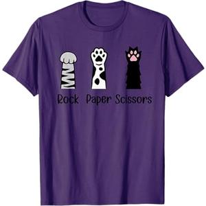 Introvert Cat Animal Rescue Pet Lover Gifts ROCK PAPER SCISSORS Hand Game Cute Paw Funny Cat Lover T-Shirt Purple, S
