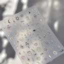 3 x Gold Heart Nail Art Stickers 5D Embossed Pink Heart Nail Stickers for Nail Art Star Nail Sticker Moon Nails Decals Pink Rhinestones Nails Supplies for Women Manicure DIY Decorations (Valenttines 5d-1)