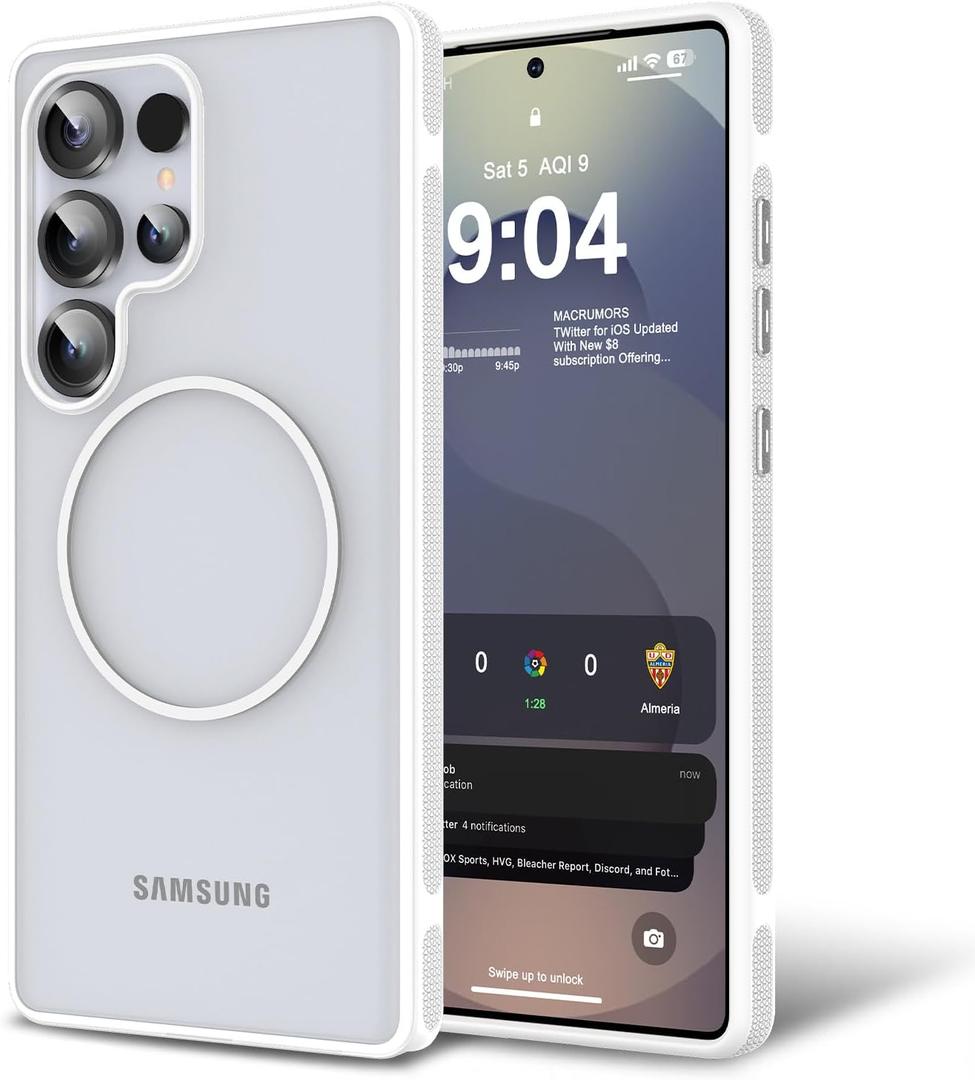 BPOASE Magnetic Case for Samsung Galaxy S25 Ultra, [Military-Grade Drop Protection][Compatible with Magsafe] Ultra Slim Non-Slip Full Body Shockproof Protection Phone Cover-Clear