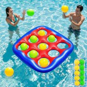 2 x Pool Games Set- Tic-Tac-Toe Inflatable Pool Toys with 10 Balls Fun Summer Swimming Pool Party Beach Lawn Outdoor Camping Party Float Game Water Ball Toys for Adults Teens Kids 2-10 Players