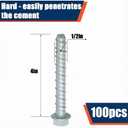 Tandefio 100 Pack 1/2 x 4 Concrete Anchors and Screw Kits Galvanized