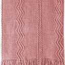 BOURINA Coral Pink Throw Blanket 50x60 Inches Throw Textured Solid Soft Sofa Couch Decorative Knit Blanket