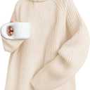 ZESICA Women's 2026 Fall Winter Sweaters Oversized Turtleneck Long Sleeve Chunky Knitted Pullover Sweater Jumper Tops (White, S)