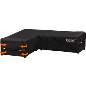 Enzeno Garden L-Shape Furniture Cover Waterproof, 420D Heavy Duty Oxford Fabric Outdoor Rattan Corner Sofa Cover with Waterproof Tape (Black, 83x102x34inch)