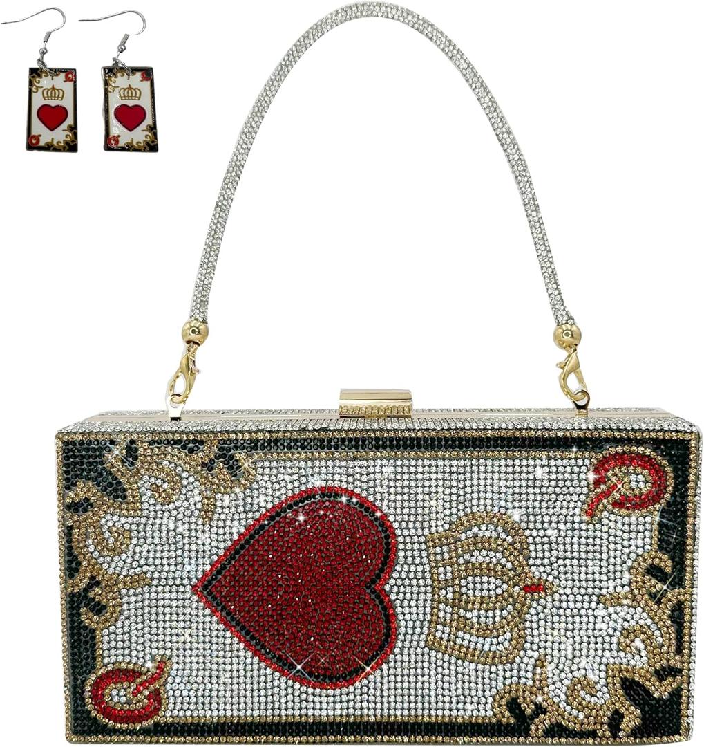 Pearl&she Diamond Women Evening Handbags Purse Minaudiere Clutch Bag,Stack of Cash Dollars Crystal Clutch Purses
