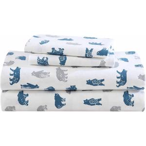 Eddie Bauer- Twin XL Sheet Set, Cotton Flannel Bedding Set, Brushed for Extra Softness, Cozy Home Dcor (Bear Mountain Grey, Twin XL)