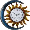 shumi Sun and Moon Outdoor Clock, Decorative Wall Clock for Patio Living Room,Silent Non-Ticking Outdoor Clock Thermometer Combo