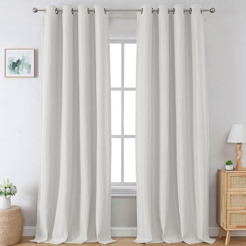 H.VERSAILTEX Linen Curtains 108 Inches Long for Living Room 2 Panels Set Grommet Draperies Neutral Earth Tone Soft Room Darkening Linen Curtains for Large Window Vertical 9 FT Tall, Heather Natural